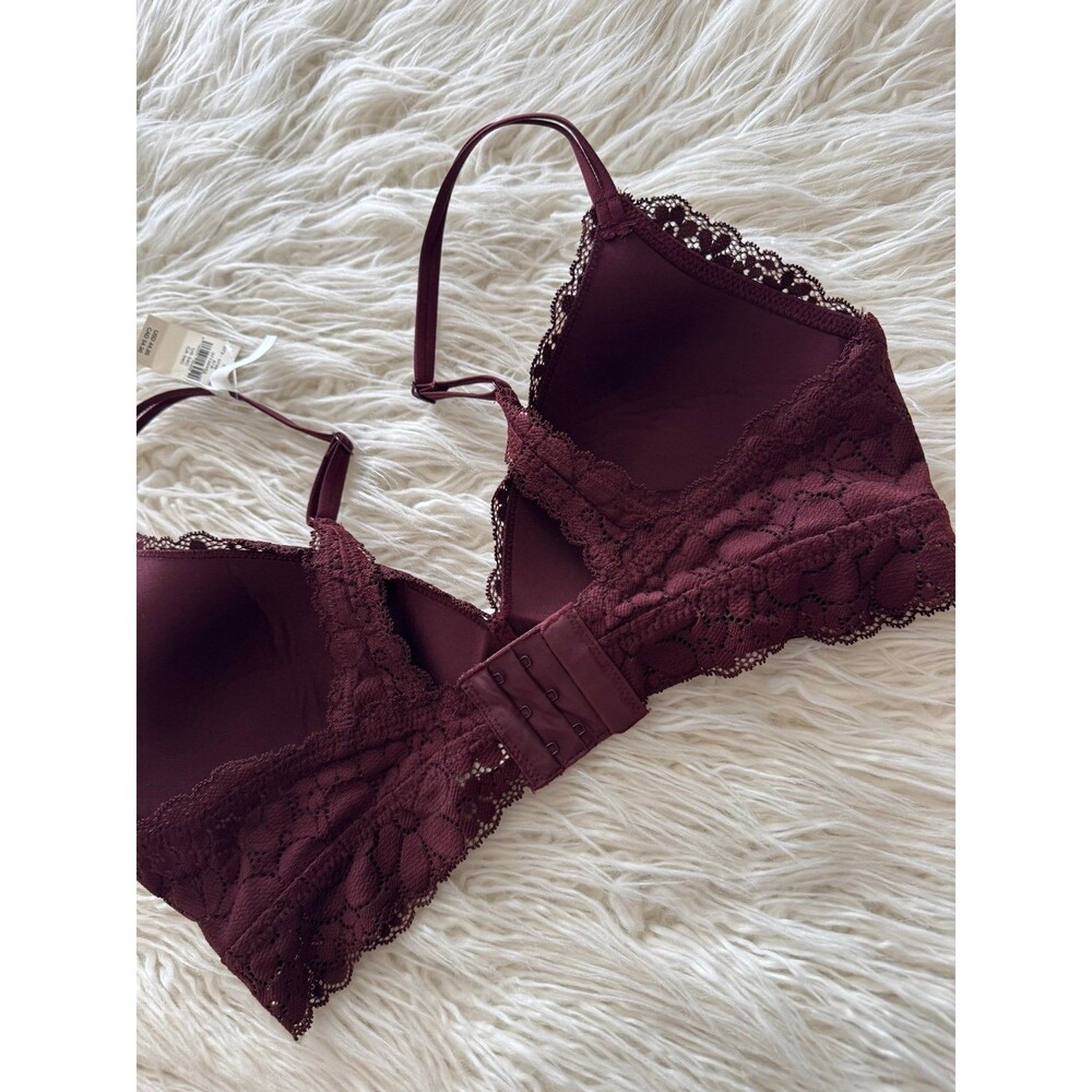 Aerie Real Happy Wireless Lightly Lined Candy Lace Bra Royal Berry Size 34C - Picture 7 of 11